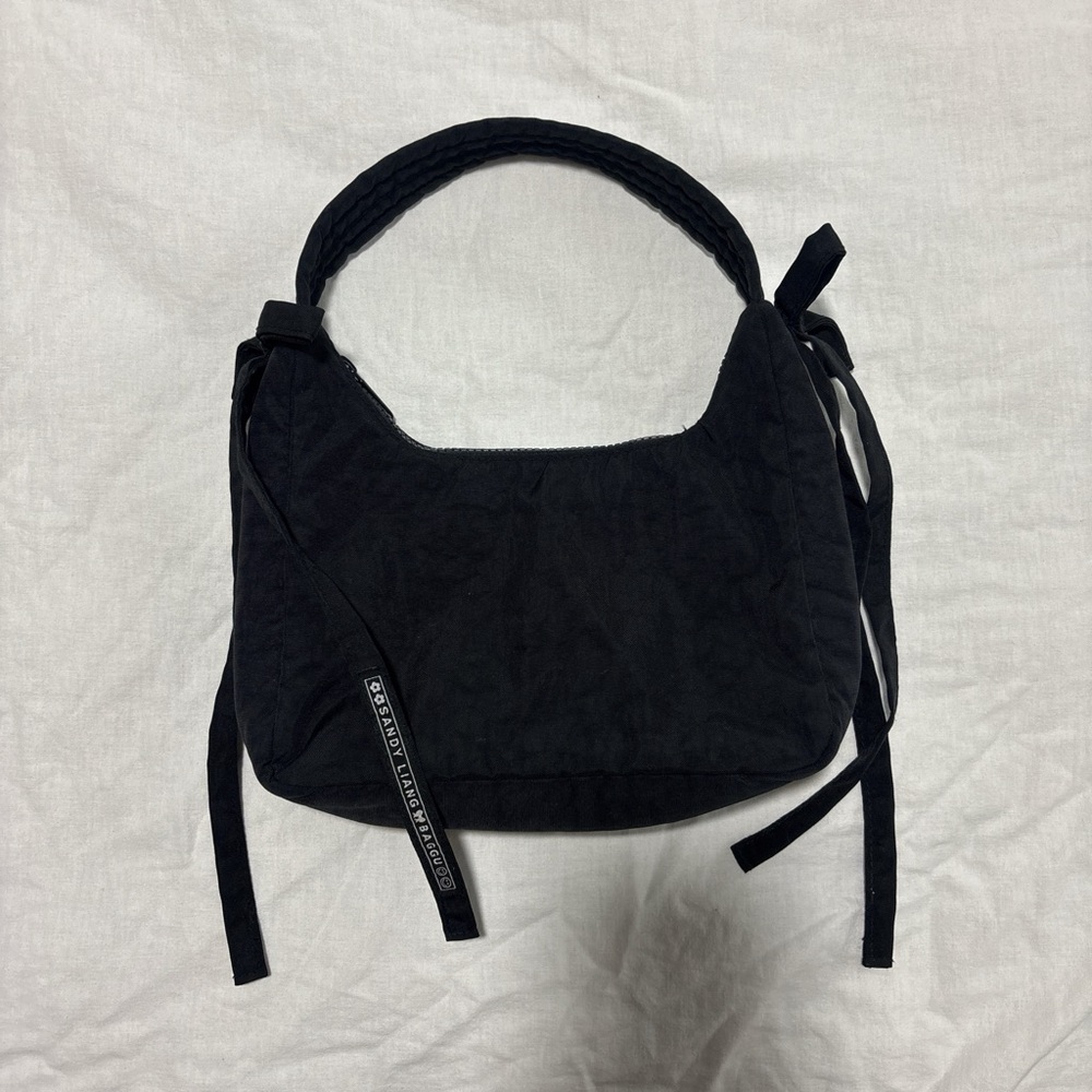 Sandy Liang x BAGGU collab black mini bow bag